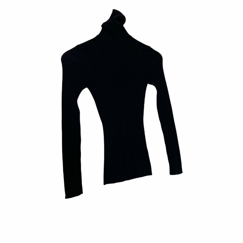 Wolford Turtleneck Sweater Virgin Wool Black Ribbed S
